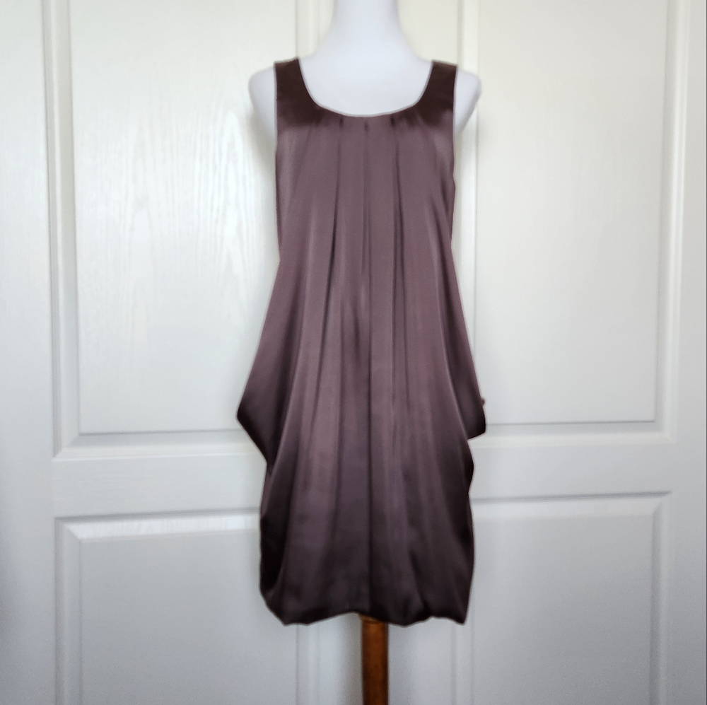 Draped & Pleated Sleeveless Satin Dress